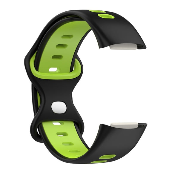 For Fitbit Charge 6 Two Color Silicone Watch Band(Black Lime)