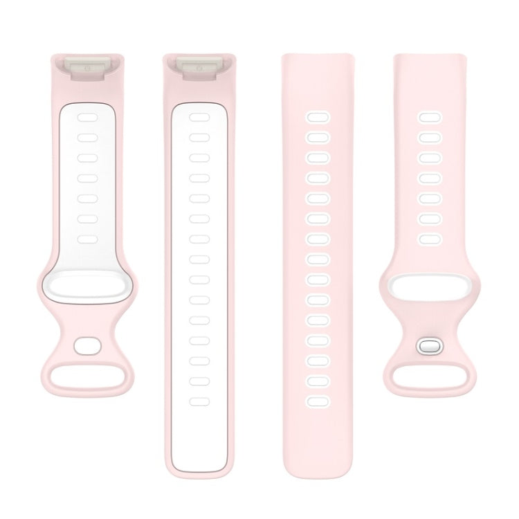 For Fitbit Charge 6 Two Color Silicone Watch Band(Sand Powder White)