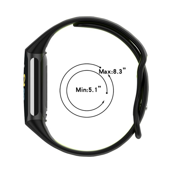 For Fitbit Charge 6 Two Color Silicone Watch Band(Black Lime)