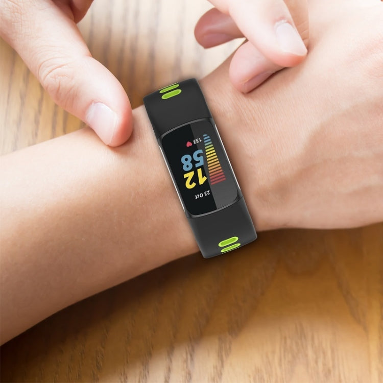For Fitbit Charge 6 Two Color Silicone Watch Band(Red Black)