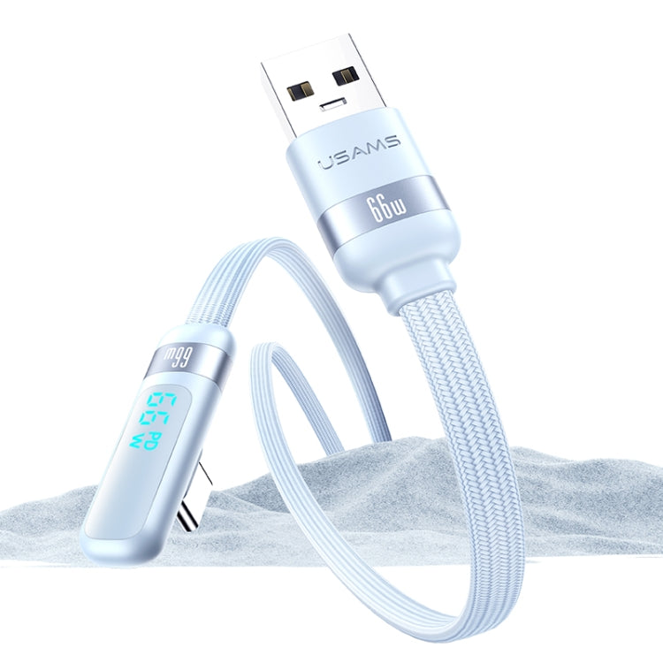 USAMS US-SJ651 6A USB to USB-C/Type-C Aluminum Alloy Digital Display Fast Charging Elbow Data Cable, Length: 1.2m(Black)