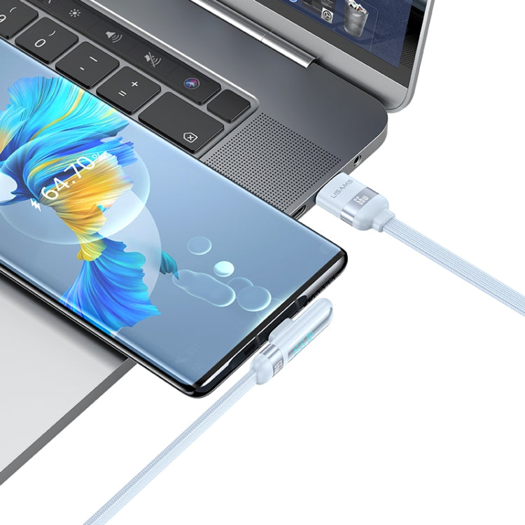 USAMS US-SJ651 6A USB to USB-C/Type-C Aluminum Alloy Digital Display Fast Charging Elbow Data Cable, Length: 1.2m(Black)