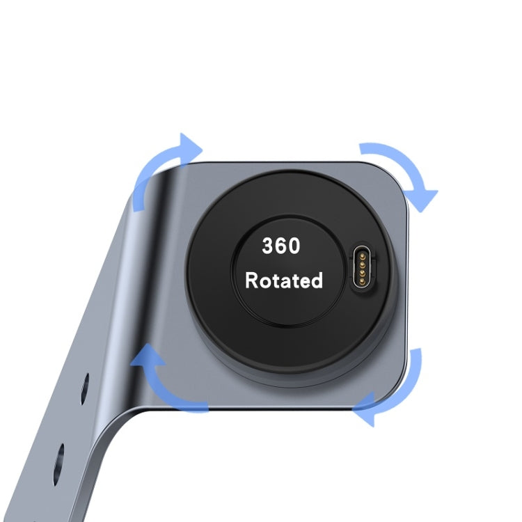 For Venu3 / Venu3S / Vivoactive 5 Portable Metal Charger Holder with Data Function, Right Interface(Grey)