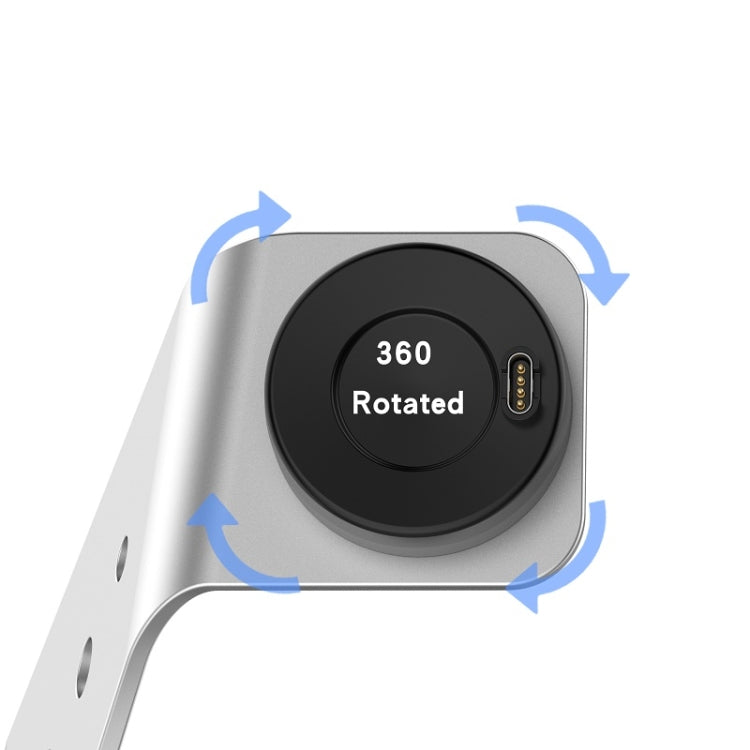 For Venu3 / Venu3S / Vivoactive 5 Portable Metal Charger Holder with Data Function, Right Interface(Silver)