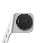 For Venu3 / Venu3S / Vivoactive 5 Portable Metal Charger Holder with Data Function, Left Interface(Silver)