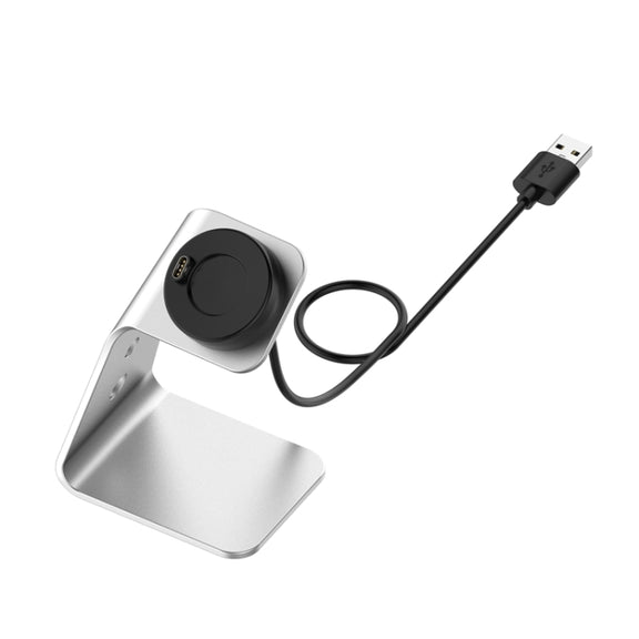 For Venu3 / Venu3S / Vivoactive 5 Portable Metal Charger Holder with Data Function, Left Interface(Silver)