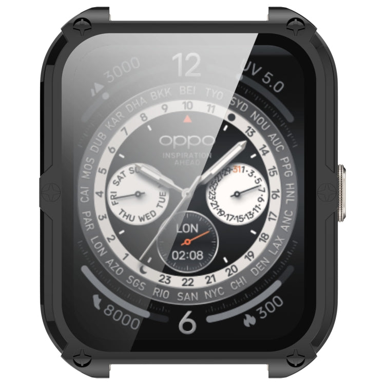 For OPPO Watch 4 Pro PC + Tempered Film Integrated Watch Protective Case(Black)