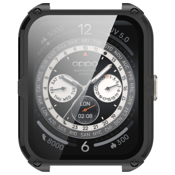For OPPO Watch 4 Pro PC + Tempered Film Integrated Watch Protective Case(Black)
