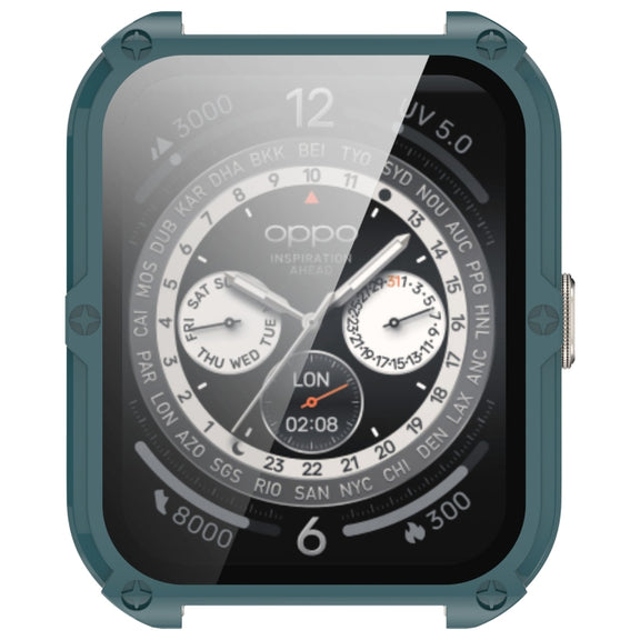 For OPPO Watch 4 Pro PC + Tempered Film Integrated Watch Protective Case(Pine Green)