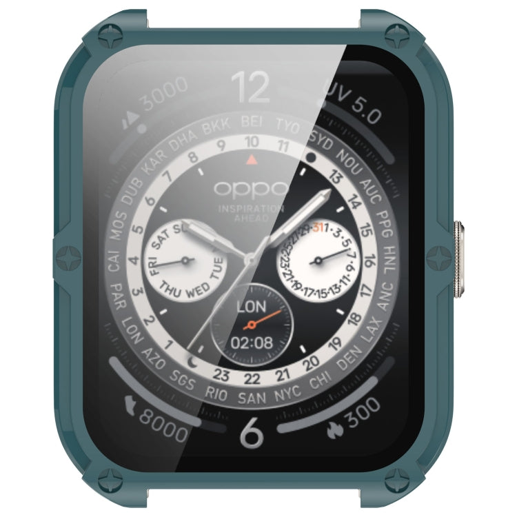 For OPPO Watch 4 Pro PC + Tempered Film Integrated Watch Protective Case(Pine Green)
