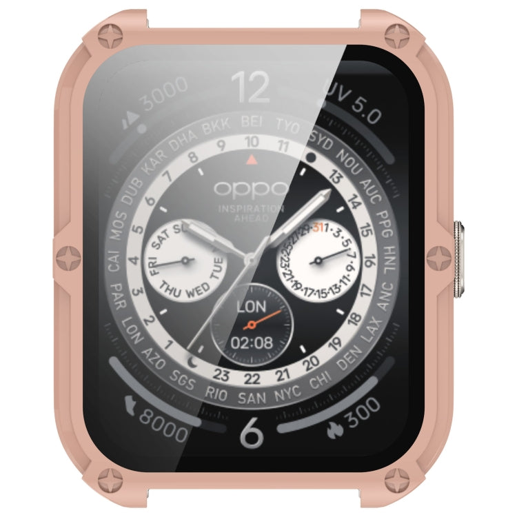 For OPPO Watch 4 Pro PC + Tempered Film Integrated Watch Protective Case(Pink)