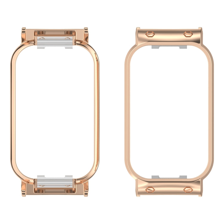 For Xiaomi Smart Band 8 Active / Redmi Band 2 Metal Frame Watch Protective Case(Rose Gold)