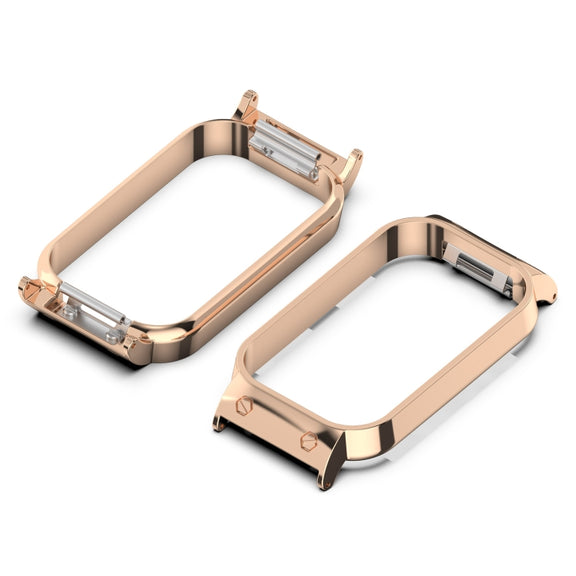 For Xiaomi Smart Band 8 Active / Redmi Band 2 Metal Frame Watch Protective Case(Rose Gold)