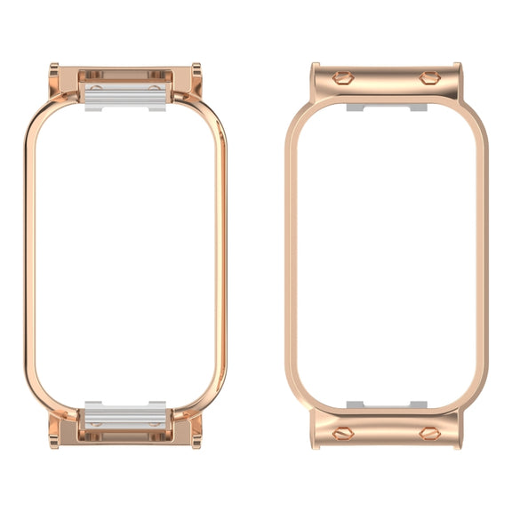 For Xiaomi Smart Band 8 Active / Redmi Band 2 Metal Frame Watch Protective Case(Rose Gold)