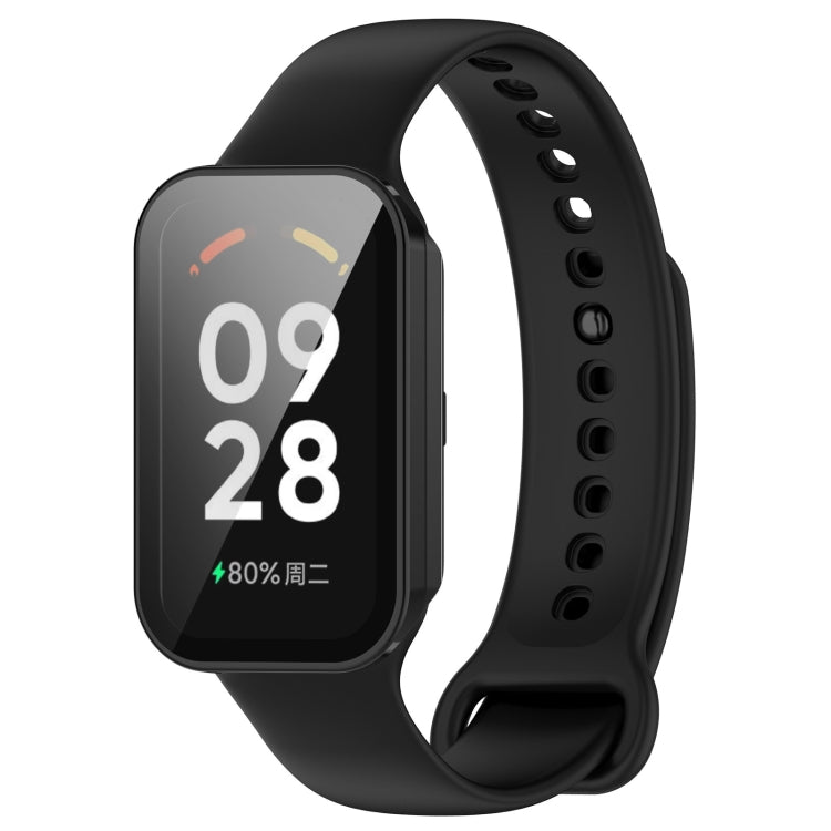For Xiaomi Smart Band 8 Active / Redmi Band 2 PC + Tempered Film Integrated Watch Protective Case(Black)