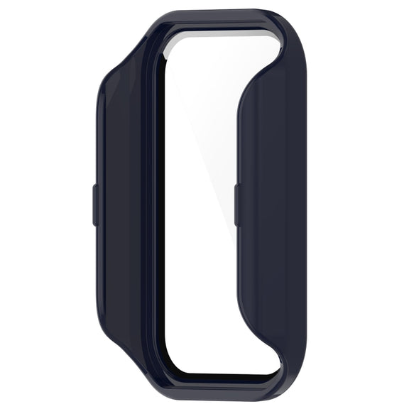 For Xiaomi Smart Band 8 Active / Redmi Band 2 PC + Tempered Film Integrated Watch Protective Case(Ink Blue)