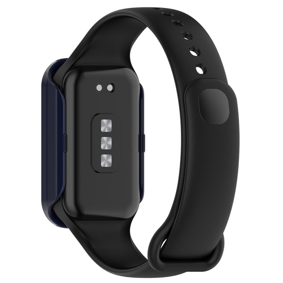 For Xiaomi Smart Band 8 Active / Redmi Band 2 PC + Tempered Film Integrated Watch Protective Case(Ink Blue)