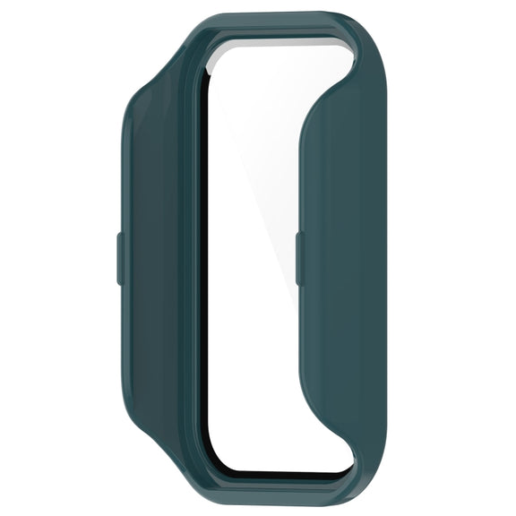 For Xiaomi Smart Band 8 Active / Redmi Band 2 PC + Tempered Film Integrated Watch Protective Case(Pine Green)