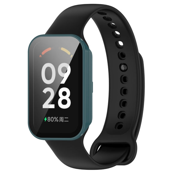 For Xiaomi Smart Band 8 Active / Redmi Band 2 PC + Tempered Film Integrated Watch Protective Case(Pine Green)