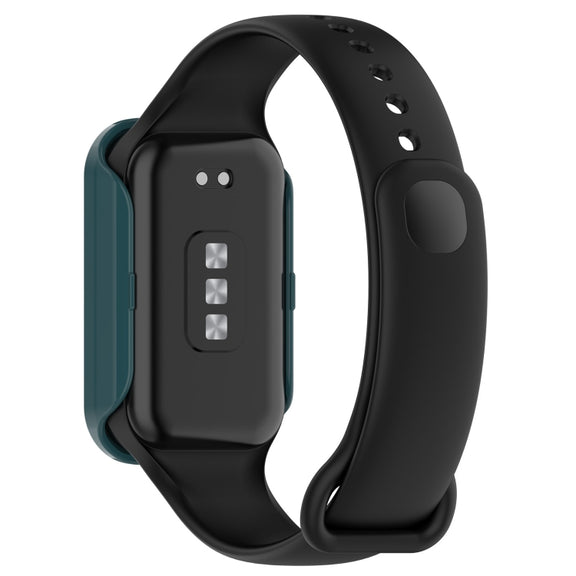 For Xiaomi Smart Band 8 Active / Redmi Band 2 PC + Tempered Film Integrated Watch Protective Case(Pine Green)