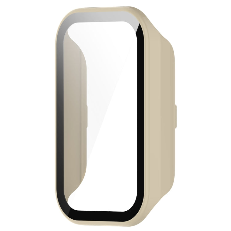 For Xiaomi Smart Band 8 Active / Redmi Band 2 PC + Tempered Film Integrated Watch Protective Case(Ivory White)