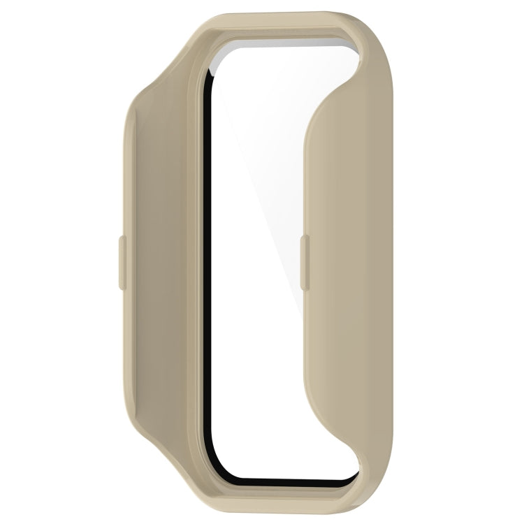 For Xiaomi Smart Band 8 Active / Redmi Band 2 PC + Tempered Film Integrated Watch Protective Case(Ivory White)