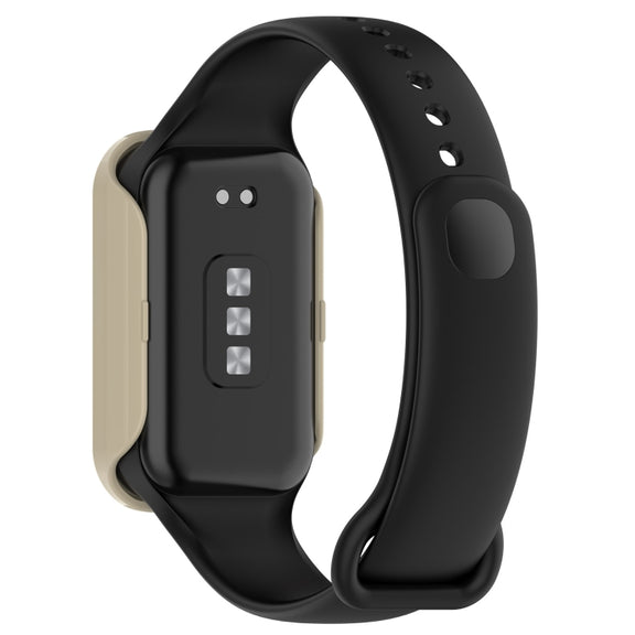 For Xiaomi Smart Band 8 Active / Redmi Band 2 PC + Tempered Film Integrated Watch Protective Case(Ivory White)