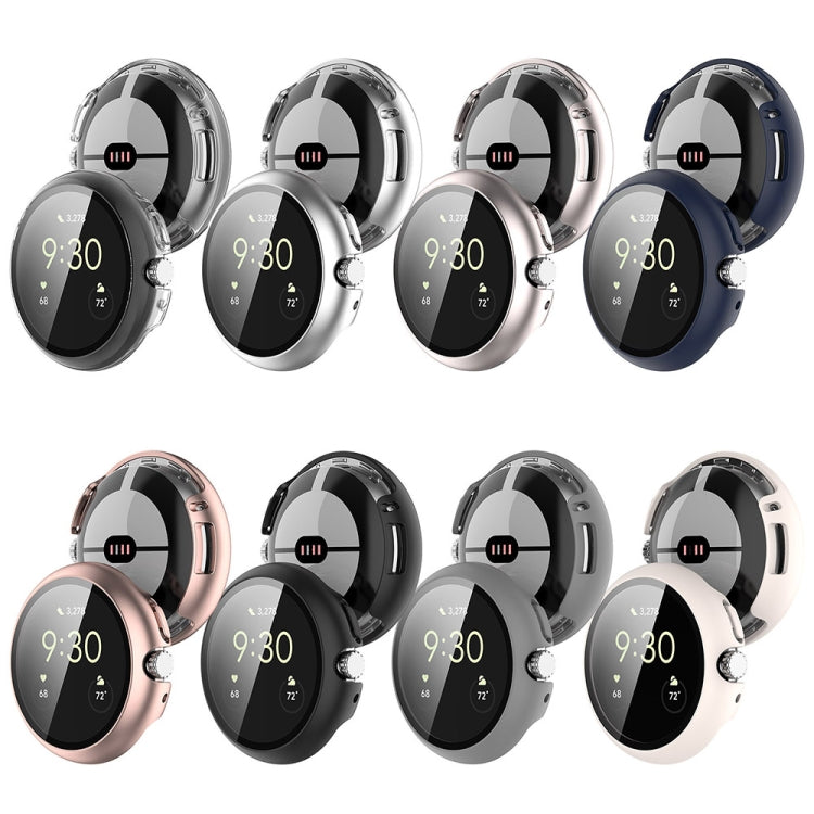 For Google Pixel Watch 2 PC + Tempered Film Integrated Watch Protective Case(Silver)