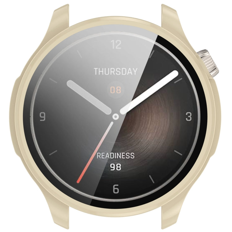 For Amazfit Balance A2286 PC + Tempered Film Integrated Watch Protective Case(Ivory White)