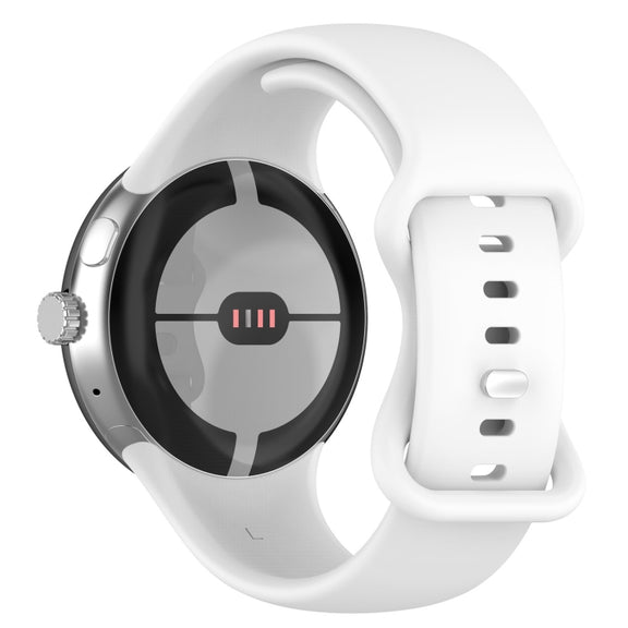 For Google Pixel Watch 2 Solid Color Silicone Watch Band, Size:S Size(White)