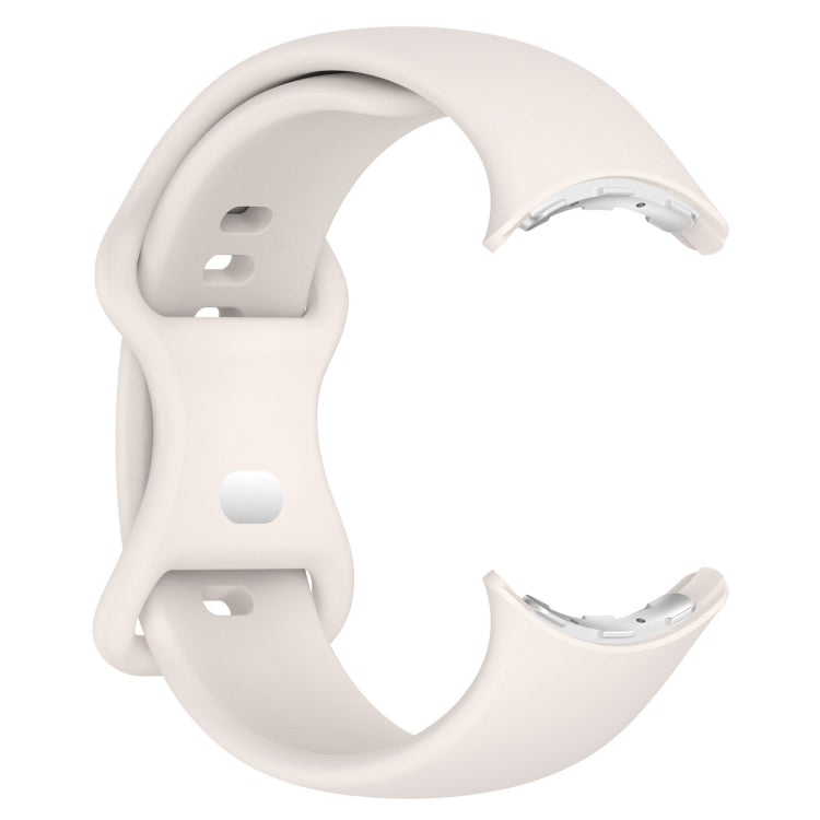 For Google Pixel Watch 2 Solid Color Silicone Watch Band, Size:S Size(Creamy White)