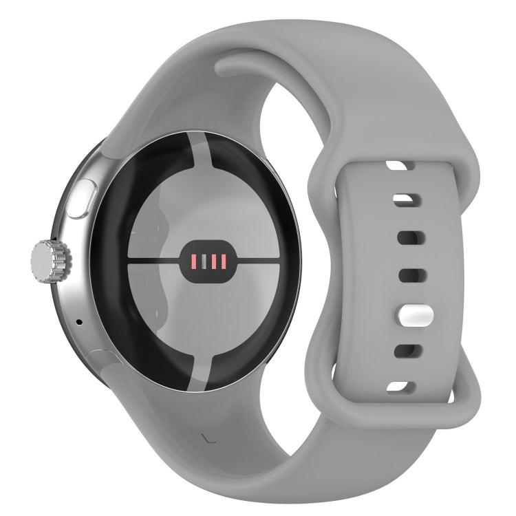 For Google Pixel Watch 2 Solid Color Silicone Watch Band, Size:S Size(Grey)