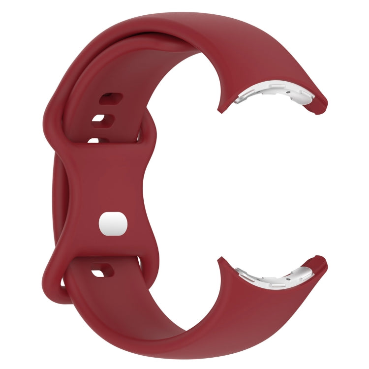 For Google Pixel Watch 2 Solid Color Silicone Watch Band, Size:S Size(Red)