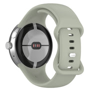 For Google Pixel Watch 2 Solid Color Silicone Watch Band, Size:S Size(Grey Green)