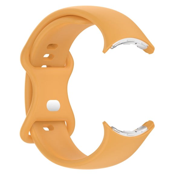 For Google Pixel Watch 2 Solid Color Silicone Watch Band, Size:S Size(Yellow)