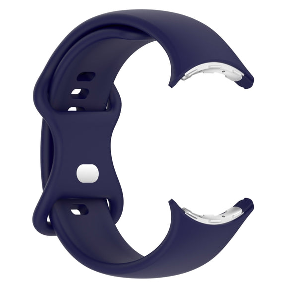 For Google Pixel Watch 2 Solid Color Silicone Watch Band, Size:S Size(Blue)
