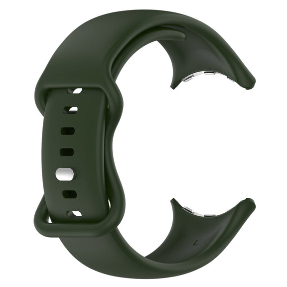 For Google Pixel Watch 2 Solid Color Silicone Watch Band, Size:S Size(Green)
