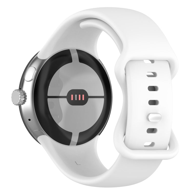 For Google Pixel Watch 2 Solid Color Silicone Watch Band, Size:L Size(White)