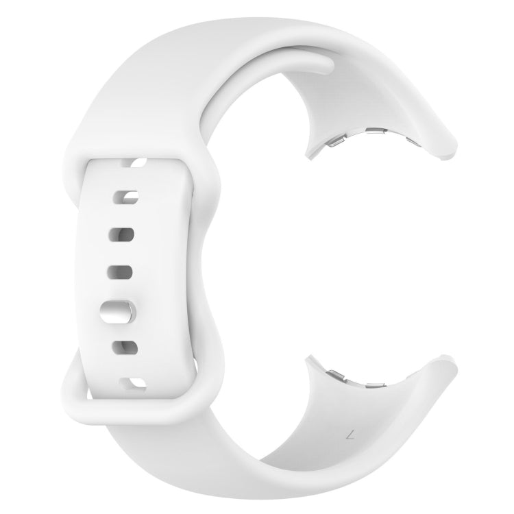 For Google Pixel Watch 2 Solid Color Silicone Watch Band, Size:L Size(White)