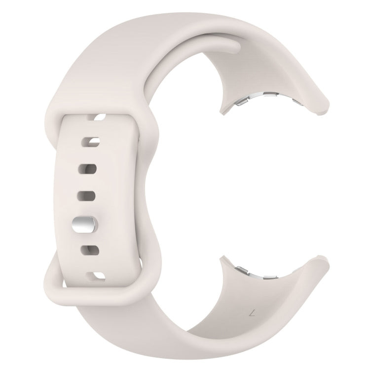 For Google Pixel Watch 2 Solid Color Silicone Watch Band, Size:L Size(Creamy White)
