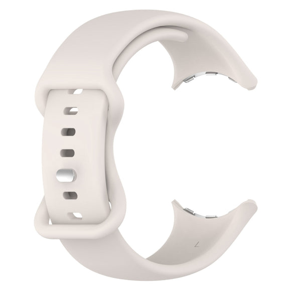 For Google Pixel Watch 2 Solid Color Silicone Watch Band, Size:L Size(Creamy White)