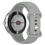 For Google Pixel Watch 2 Solid Color Silicone Watch Band, Size:L Size(Grey)