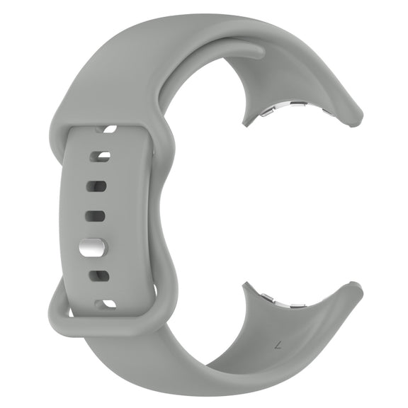 For Google Pixel Watch 2 Solid Color Silicone Watch Band, Size:L Size(Grey)
