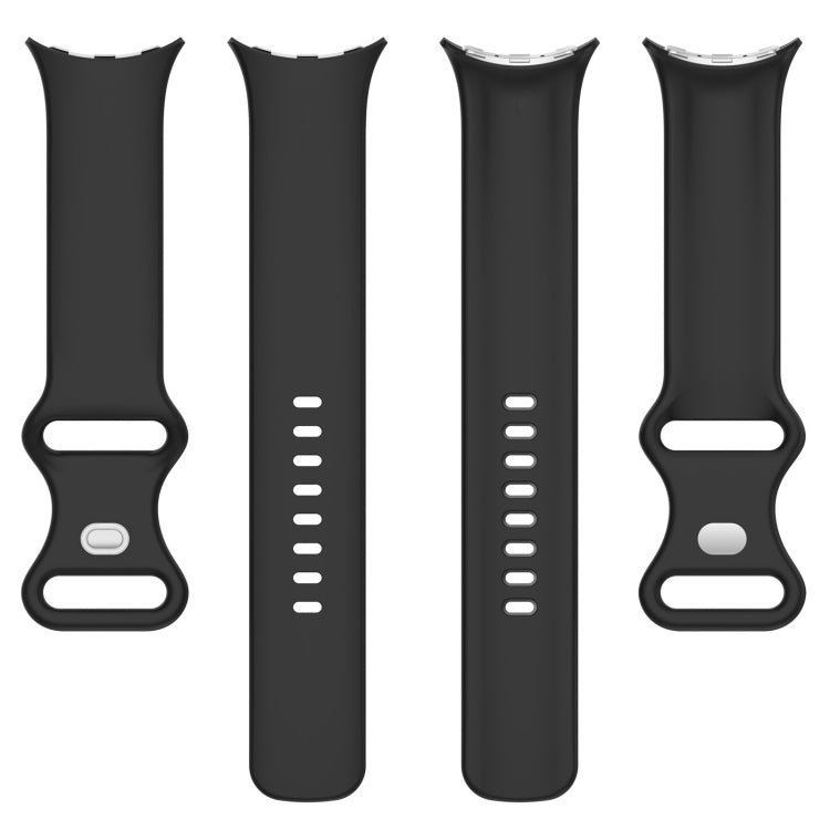 For Google Pixel Watch 2 Solid Color Silicone Watch Band, Size:L Size(Black)