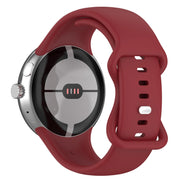 For Google Pixel Watch 2 Solid Color Silicone Watch Band, Size:L Size(Red)