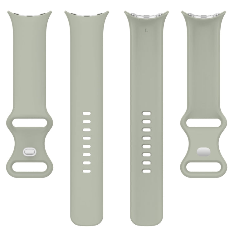 For Google Pixel Watch 2 Solid Color Silicone Watch Band, Size:L Size(Grey Green)
