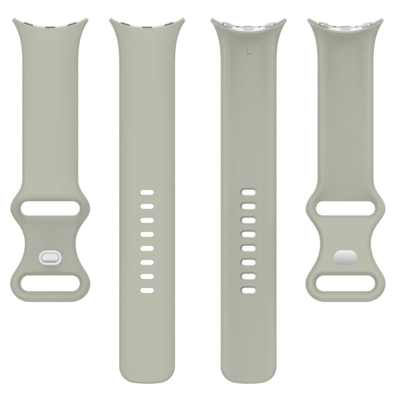 For Google Pixel Watch 2 Solid Color Silicone Watch Band, Size:L Size(Grey Green)