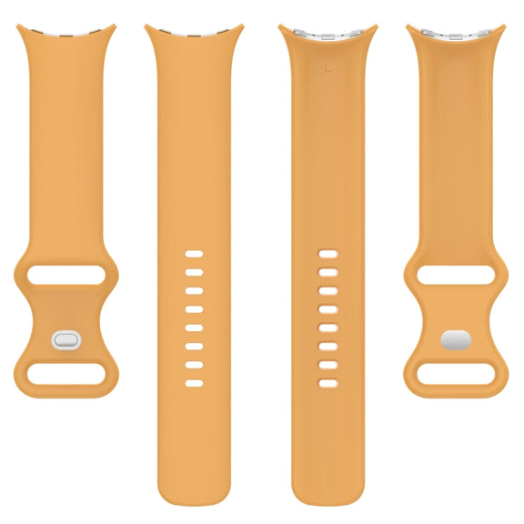 For Google Pixel Watch 2 Solid Color Silicone Watch Band, Size:L Size(Yellow)