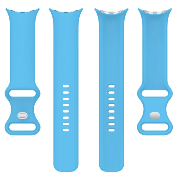 For Google Pixel Watch 2 Solid Color Silicone Watch Band, Size:L Size(Sky Blue)