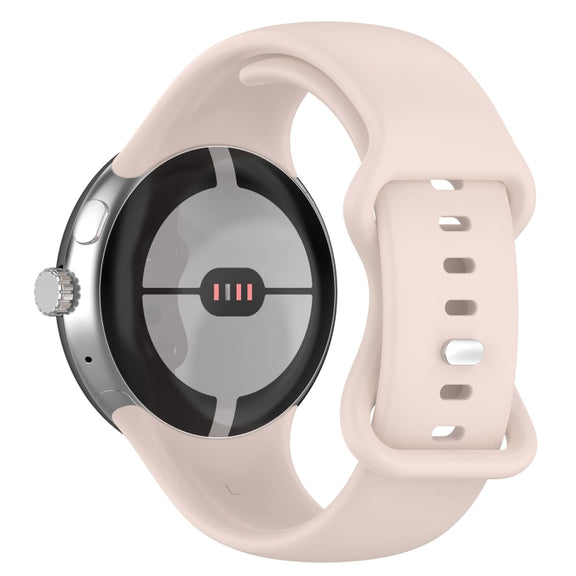 For Google Pixel Watch 2 Solid Color Silicone Watch Band, Size:L Size(Pink)